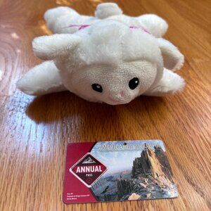 White Plush Lamb Stuffed Animal 7" Pink Bow